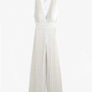 Abercrombie & Fitch Giselle Cream Pleated Jumpsuit